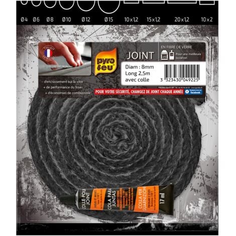 Joint tressé pour insert et poêle longueur 2,5m Ø 8mm
