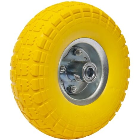 Roue increvable jaune 260 x 85 mm axe déporté WERKA PRO Alésage 16mm