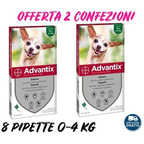 Advantix bayer pipette per cani da 0-4 / 4-10 / 10-25 / 25-40 / 40-60