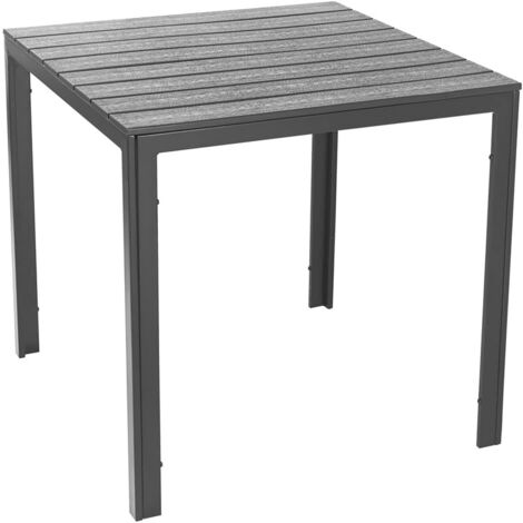 TTAVOLO DA GIARDINO GRIGIO TENERIFE QUADRATO EFFETTO LEGNO IN METALLO 78X78X74