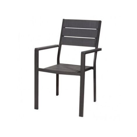 SEDIA DA GIARDINO GRIGIA EFFETTO LEGNO CON BRACCIOLI TENERIFE 62 X 55 X 88H CM
