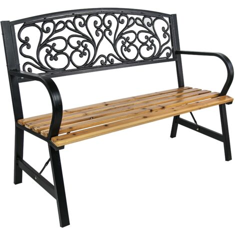 PANCHINA DA GIARDINO IN ACCIAIO LEGNO E GHISA PER ESTERNO 120X56X87H CM