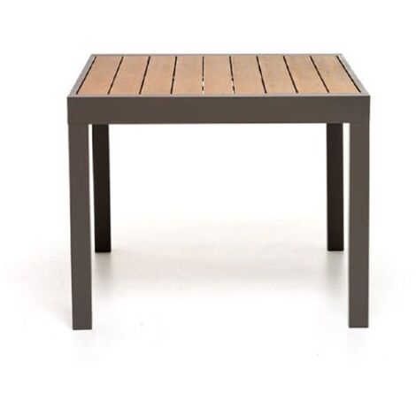 TAVOLO DA GIARDINO ESTERNO ALLUNGABILE MARRONE SCURO E ALLUMINIO 90/180X90 CM OT