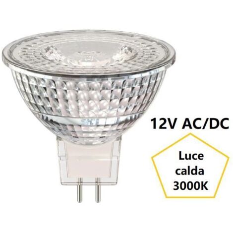 GU5.3 MR16 LAMPADINA FARETTO IN VETRO A LED 12V AC/DC 6,2W LUCE CALDA 3000K BOT