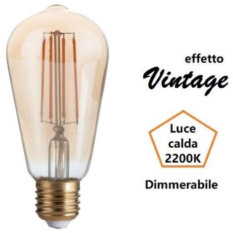 LAMPADINA EDISON A LED 4W LUCE CALDA 2200K 330 LM E27 DIMMERABILE VETRO AMBRATO (1/2)