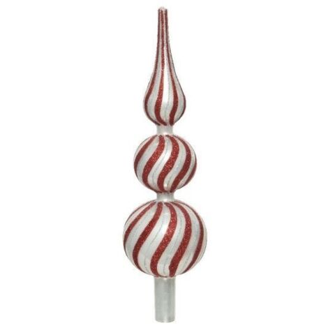 Puntale per albero di Natale con sfere in vetro a strisce decorazione e addobbo da 31 cm