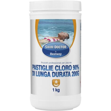Bestway – Cloro in pastiglie 200 gr. a lenta dissoluzione – Conf. 1 Kg – Disinfettante per piscine – Effetto prolungato (1/5)