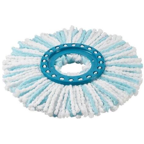 Testina Mocio Leifheit 52104 come Ricambio per il set Clean Twist con Setole Speciali Turchesi che Rimuovono lo Sporco Bianco Azzurro