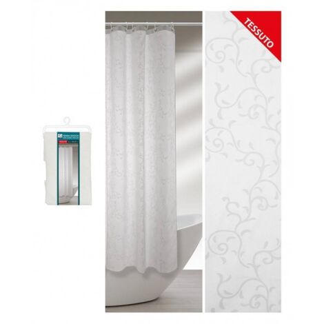 Tenda Doccia da Bagno con Ganci Fantasia a Rami Bianca - Formato: 180 x 200 cm