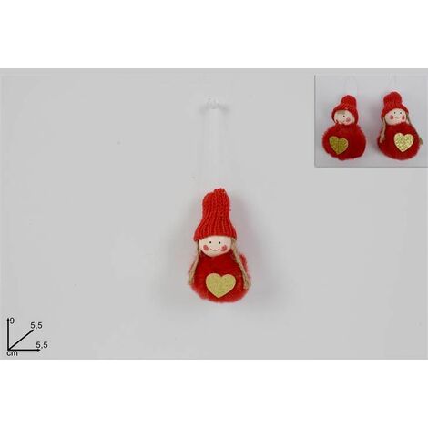 DECORO DA APPENDERE A FORMA DI BAMBOLINA 9 CM PREZZO CAD UNO