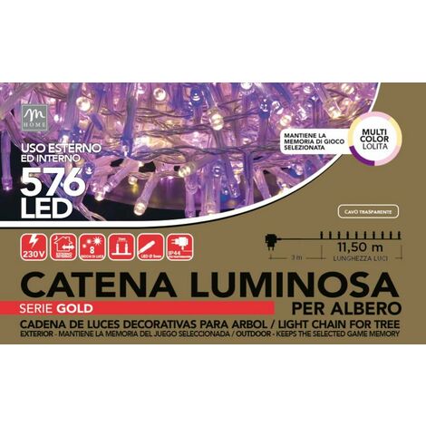 240 LED A BATTERIA MULTICOLOR per Esterno ed Interno - Catena Luminosa con  8 Giochi di Luce