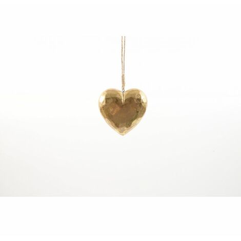 PENDENTE CUORE FOGLIA ORO IN LEGNO 9X4XH9 CM