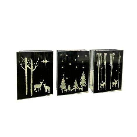 LIBRO VETRO MIRROR C/DECORI H.21 CM C/LUCE LED A BATTERIE PREZZO CAD UNO