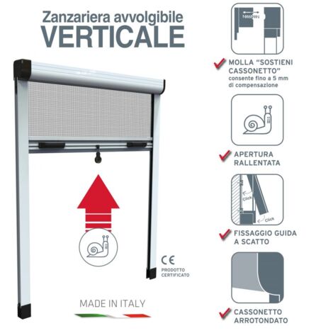 ZANZARIERA ROTO VERTICALE 140x170 CM FRIZIONATO- MEDAL