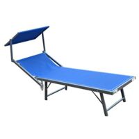 LETTINO PRENDISOLE DA GIARDINO IBIZA BLU CON TETTUCCIO 186X59X36 CM