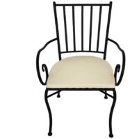 SEDIA DA GIARDINO IN METALLO CON BRACCIOLI E CUSCINO ECRU ORTIGIA 55X57X88 CM
