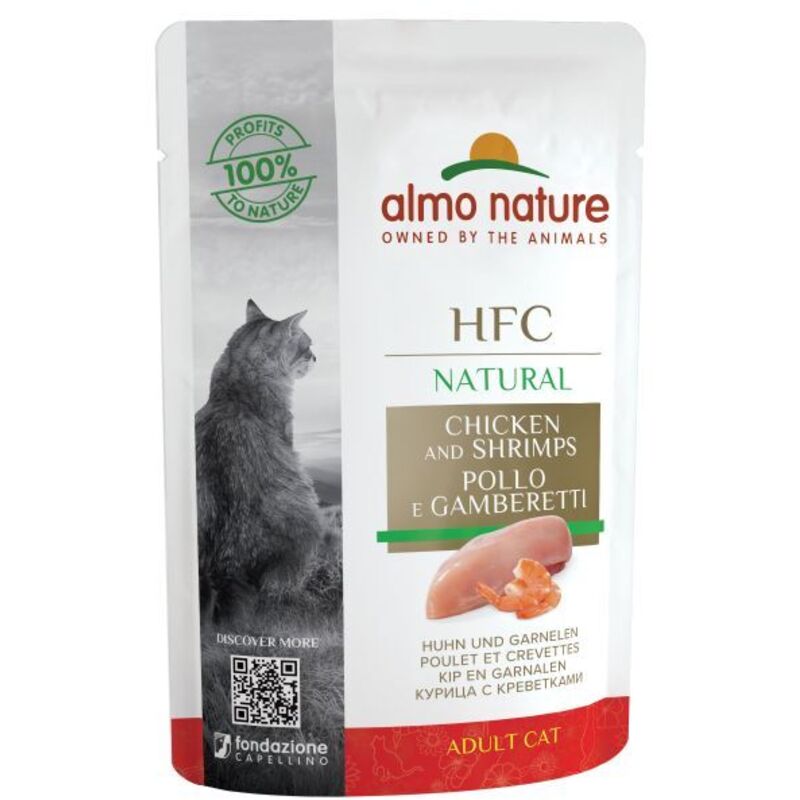 Almo Nature HFC Light Meal Per Gatti - Tonno E Gamberetti, 4 X 50g, Made In Italy