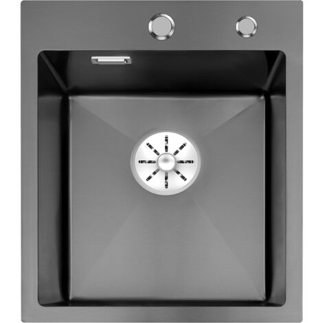 Fulorni Schwarze Küchenspüle 33 Zoll – Einbauspüle Mit Arbeitsplatte, 83,8x48,3 Cm, Edelstahl Nano-PVD