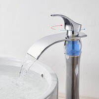 Auralum Wasserhahn Bad, Waschtischarmaturen mit Hoher Wasserfall Auslauf für Badezimmer Waschbecken, Chrom