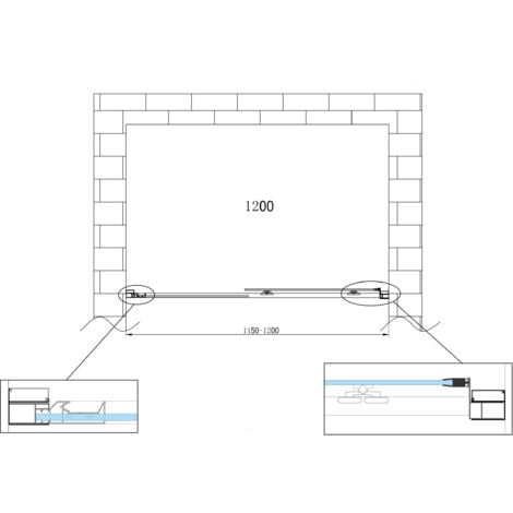 Porta doccia vetro 6 mm per installazione in nicchia Altezza 190 cm installazione reversibile cm 115-120