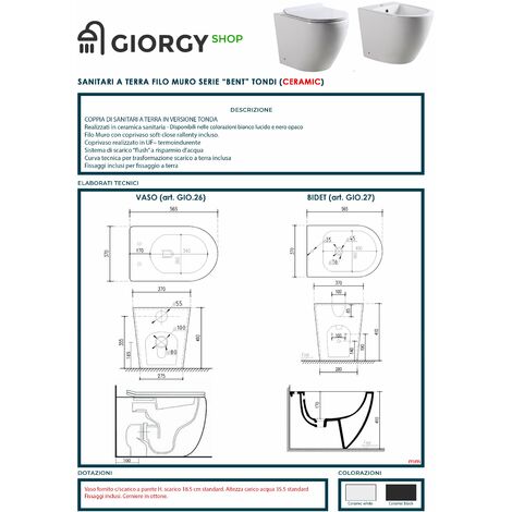 SANITARI FILO TERRA CON COPRI VASO INCLUSO SOLFT CLOSE LEA QUADRO