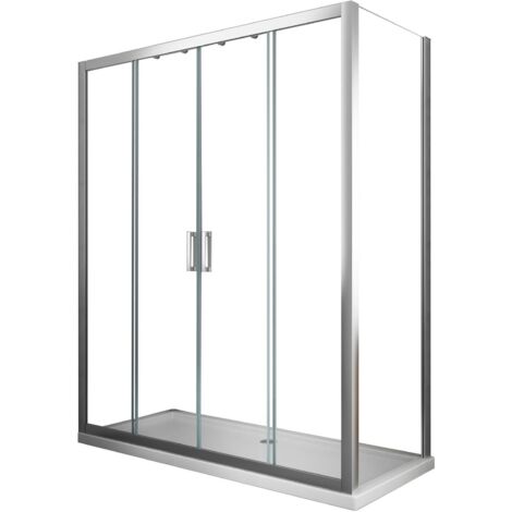 Box doccia 6 mm H 190 parete fissa e porta a 4 ante con apertura centrale MISURA 67,5-70 ANTA FISSA + PORTA 158-163 (1/5)