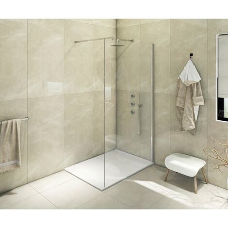 Piatto Doccia In SMC Vetroresina Effetto Pietra H 2,6 Cm Con Piletta Di Scarico Inclusa 70-140 Bianco