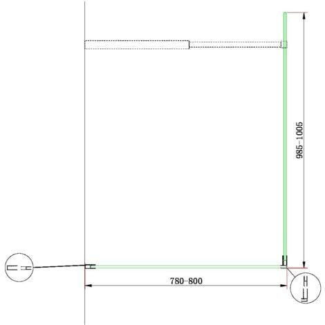 Parete Doccia Walk-in Angolare Doppio Vetro 8 mm Reversibile 78-80 x 98,5-100,5 H 200 cm