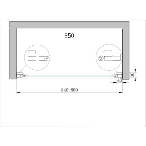 Parete Doccia Battente In Nicchia Vetro 8 mm Easy-clean Reversibile- H 200 CM - 8 MM 84-88 REGOLABILE