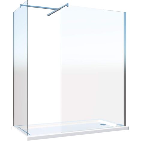 Doppia Parete Doccia Walk-in Con Braccio Di Sostegno Superiore a T Vetro 8 mm Reversibile 68-70 x 118-120 H 200 cm