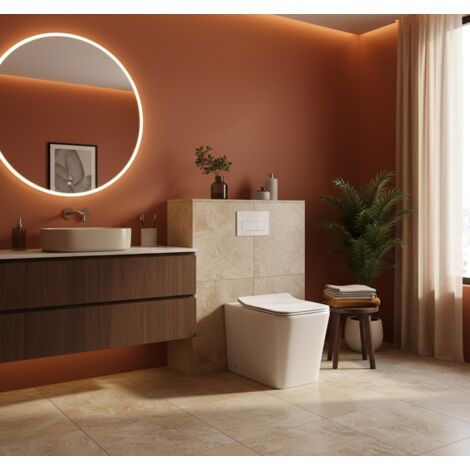 LANERI WC A TERRA Edge Rim – Vaso Rimless - Senza Brida Bianco Lucido FILO PARETE design squadrato – Coprivaso Soft-Close