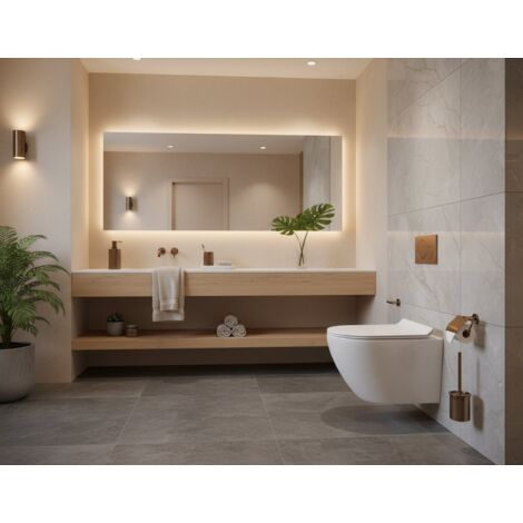 LANERI WC SOSPESO Serie New bent - Vaso Rimless - Senza brida -Bianco Lucido - Dimensioni Ridotte cm 49,5 - Coprivaso Soft-Close