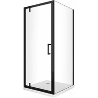 Box Doccia Con Parete Fissa Laterale e Porta Rototraslante Con Perni Asimmetrici Vetro 8 MM H 200 nero opaco 70 (68-70) FISSA x PORTA 70 (67-70)