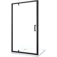 Porta Doccia Battente Roto-Traslante Con Perni Asimmetrici Telaio Nero Opaco Reversibile Cm 116-119 H 200