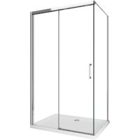Box Doccia Con Parete Fissa Laterale e Porta Frontale Con Chiusura Soft Close Ammortizzata H200 8MM Telaio cromo lucido Cm 110(108-110)x160(157-160)