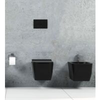 LANERI COPPIA SANITARI SOSPESI NERO OPACO LINEA NEW EDGE SENZA BRIDA SOFT-CLOSE 