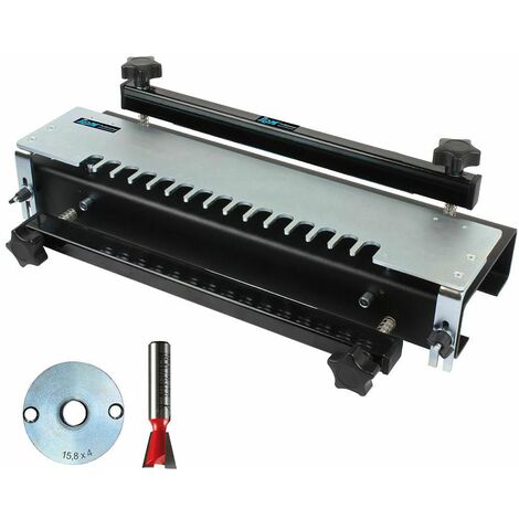 Gabarit à queue d'aronde 305 mm avec fraise 12,7 mm – Pour assemblages en bois massif – Compatible défonceuses – IACD300 – Mw-Tech