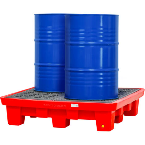 Bac de rétention en PE 1300x1300x300mm - avec grille - cap. 240lt MW Tools OPB4200 (1/5)