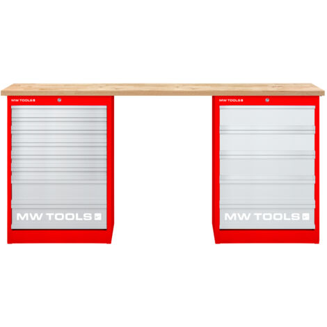 Établi modulaire Rubberwood avec 2 armoires à tiroirs 5T & 8T 2000 mm MW Tools MOD20L58R (1/3)