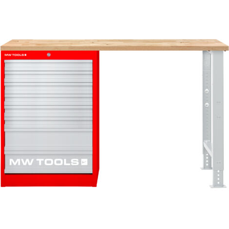 Établi modulaire Rubberwood avec armoire à tiroir 8T 1500 mm MW Tools MOD15LP8R (1/3)