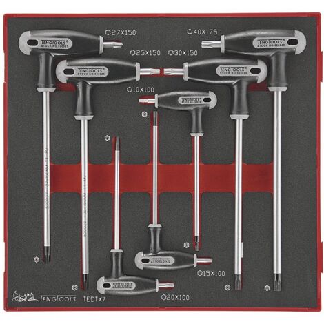 Jeu de 7 clés poignée- T Foam2 tray TX- TPX 7 pièces Teng Tools TEDTX7 (1/2)