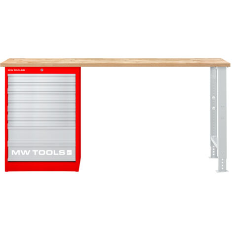 Établi modulaire Rubberwood avec armoire à tiroir 8T 2000 mm MW Tools MOD20LP8R (1/3)