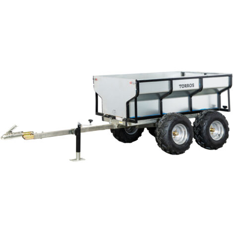 Torros – Remorque double essieux 1000kg – Benne galvanisée basculante 1770x1070mm – Pneus tout-terrain – AHR1050B