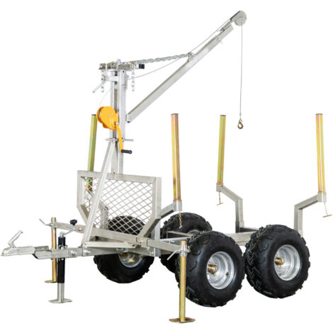 Torros – Remorque forestière double essieux 4 roues 1400kg – Grue manuelle 120kg – Pour terrains accidentés – AHR1400W (1/5)