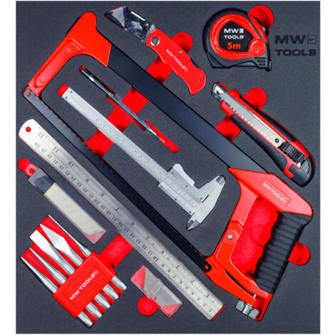 Set d'outils de coupe et de mesure 32 pièces module en mousse pour servante d'atelier MW Tools MWPS32
