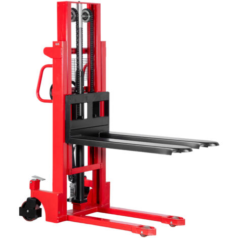 Mw Tools – Gerbeur manuel 1000 kg – Hauteur de levage 2000 mm – Levée rapide par pompe hydraulique – Mât double télescopique – MS1020
