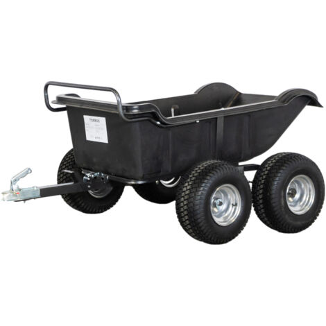 Torros – Remorque double essieux 550kg basculante 1600x826x475 mm – Conteneur en polyéthylène incassable – Stabilité sur terrains marécageux – AHR550P4