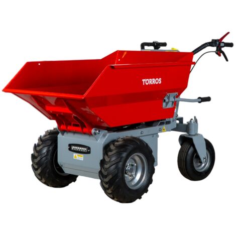 Torros – Mini dumper électrique 500kg 216L – Moteur sans balais 1000W – Autonomie 8h – Chargeur 230V – Rayon de braquage 1m – MED502