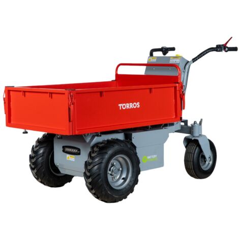 Torros – Mini dumper électrique 500kg 196L – Basculement hydraulique – Autonomie 8h – Moteur 1000W – Roues arrière pivotantes – MEP502H (1/5)
