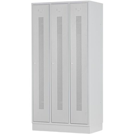 Vestiaire métallique 3 portes grises perforées MW Tools KL30G (1/5)